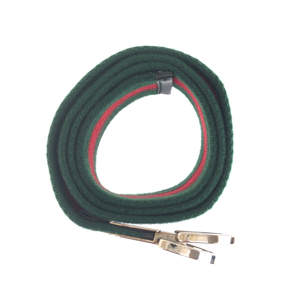 25559
GUCCI グッチ シェリーライン 85cm/34inc グリーン レッド シルバー金具 コットン 189812 ベルト メンズ ABP30