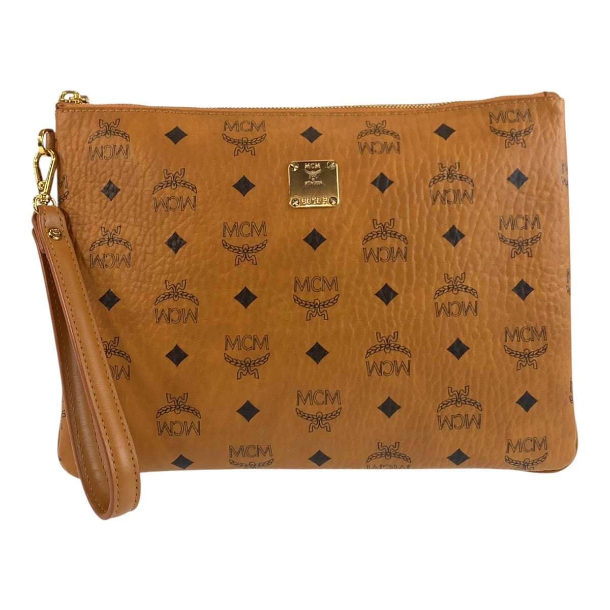 25560
MCM エム シー エム ヴィセトス ブラウン ゴールド金具 レザー クラッチバッグ セカンドバッグ メンズ A30