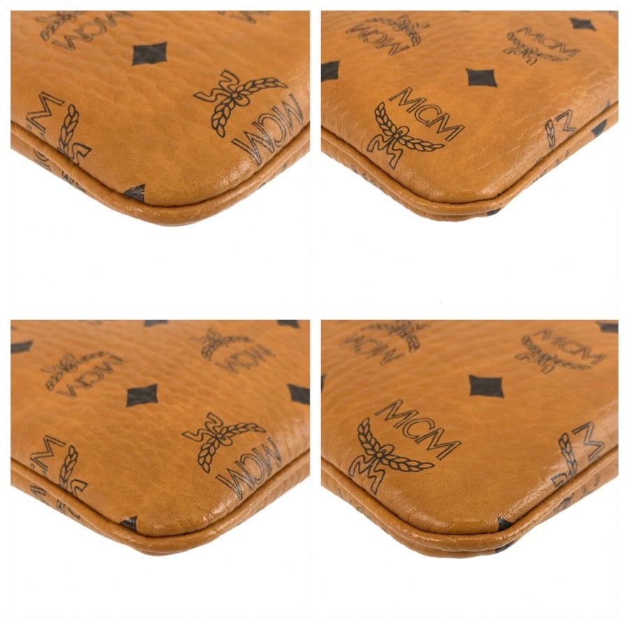 25560
MCM エム シー エム ヴィセトス ブラウン ゴールド金具 レザー クラッチバッグ セカンドバッグ メンズ A30
