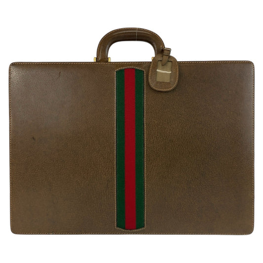 25563
GUCCI グッチ ヴィンテージ シェリーライン ブラウン レザー 20 ブリーフケース アタッシュケース メンズ ABP58