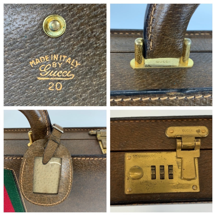 25563
GUCCI グッチ ヴィンテージ シェリーライン ブラウン レザー 20 ブリーフケース アタッシュケース メンズ ABP58