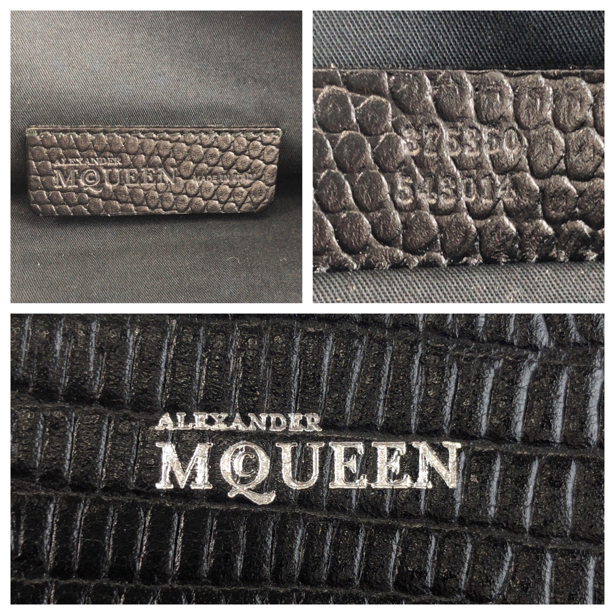 25564
Alexander McQueen アレキサンダーマックイーン 型押し ブラック 黒 シルバー金具 レザー クラッチバッグ セカンドバッグ メンズ ABP22
