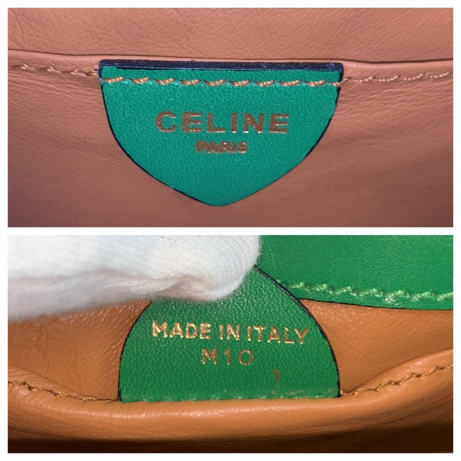 25570
CELINE セリーヌ ヴィンテージ スターボール カットアウト グリーン ゴールド金具 レザー M10 ショルダーバッグ ポシェット レディース ABP49