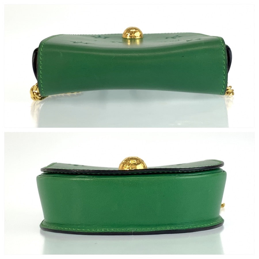 25570
CELINE セリーヌ ヴィンテージ スターボール カットアウト グリーン ゴールド金具 レザー M10 ショルダーバッグ ポシェット レディース ABP49