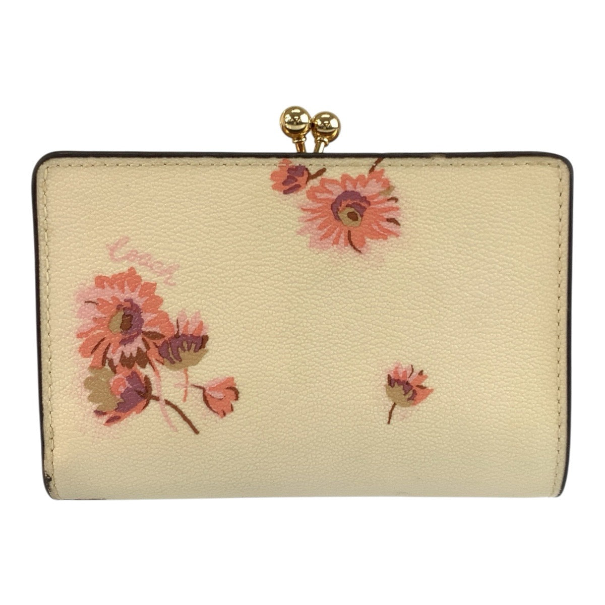 25593
COACH コーチ フローラル キスロック アイボリー ピンク ゴールド金具 PVC C8737 折り財布 コンパクトウォレット レディース ABP1