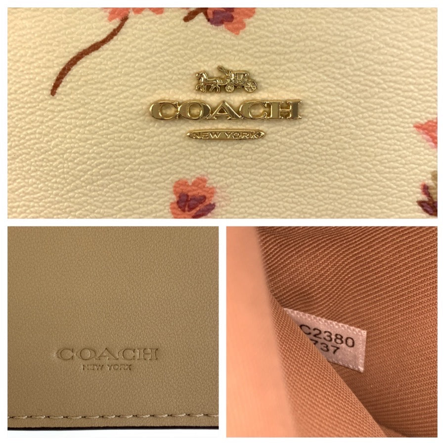 25593
COACH コーチ フローラル キスロック アイボリー ピンク ゴールド金具 PVC C8737 折り財布 コンパクトウォレット レディース ABP1