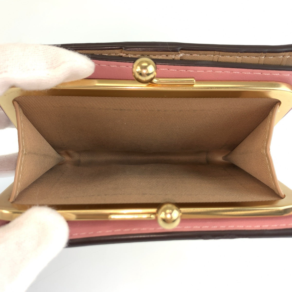 25593
COACH コーチ フローラル キスロック アイボリー ピンク ゴールド金具 PVC C8737 折り財布 コンパクトウォレット レディース ABP1