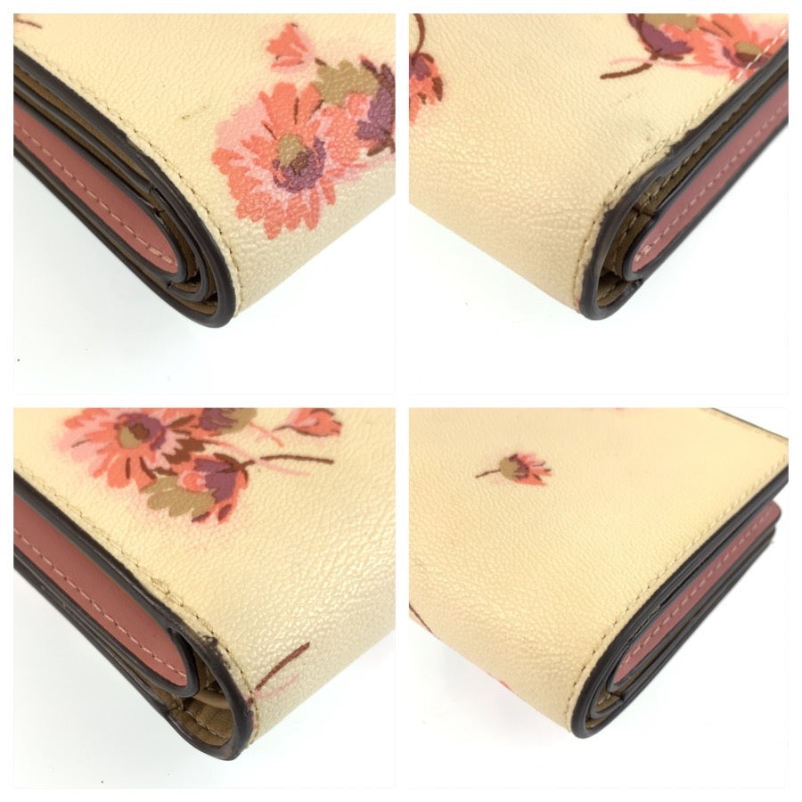 25593
COACH コーチ フローラル キスロック アイボリー ピンク ゴールド金具 PVC C8737 折り財布 コンパクトウォレット レディース ABP1
