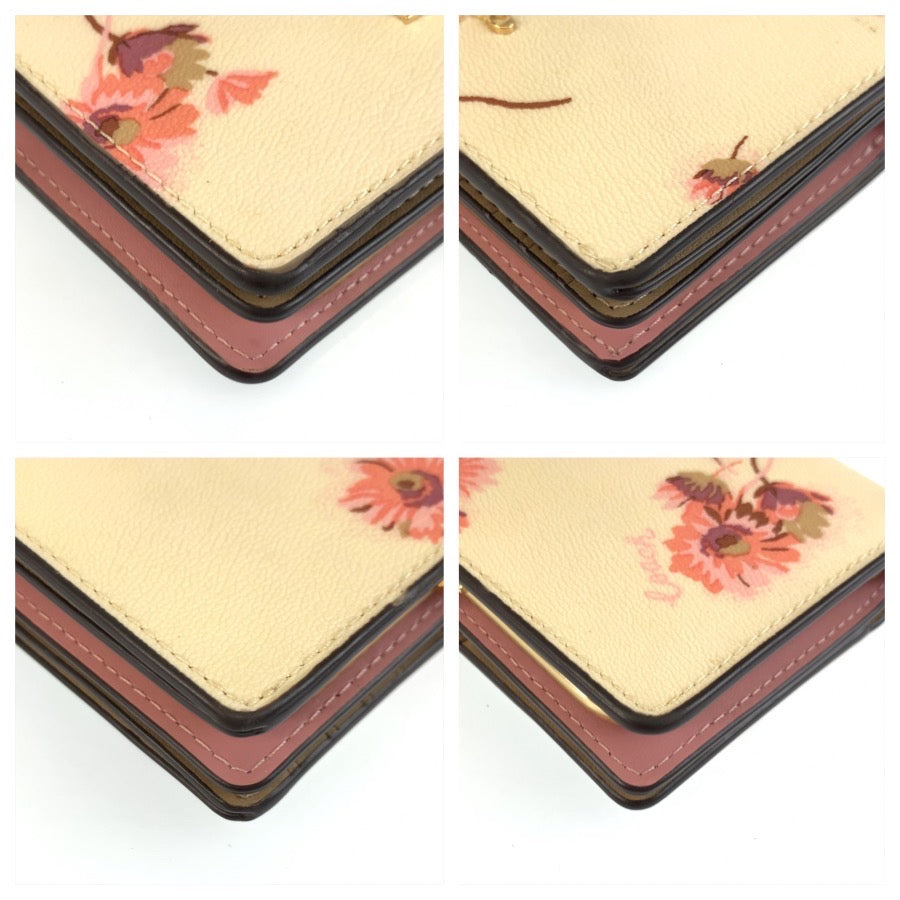25593
COACH コーチ フローラル キスロック アイボリー ピンク ゴールド金具 PVC C8737 折り財布 コンパクトウォレット レディース ABP1