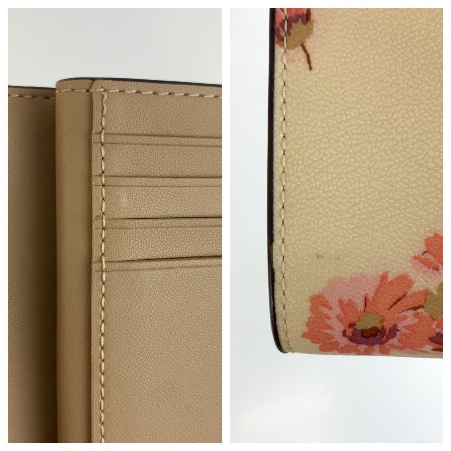 25593
COACH コーチ フローラル キスロック アイボリー ピンク ゴールド金具 PVC C8737 折り財布 コンパクトウォレット レディース ABP1