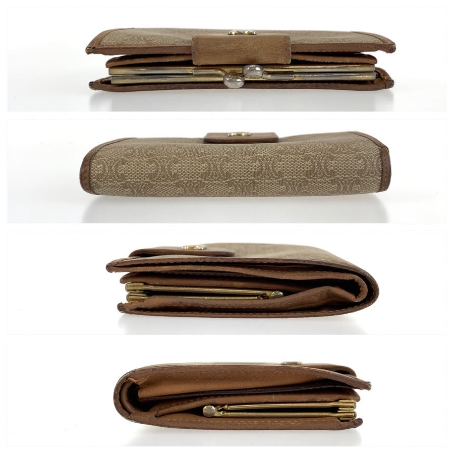 25594
CELINE セリーヌ ヴィンテージ マカダム ベージュ ブラウン PVC / レザー M07 折り財布 コンパクトウォレット レディース AB1