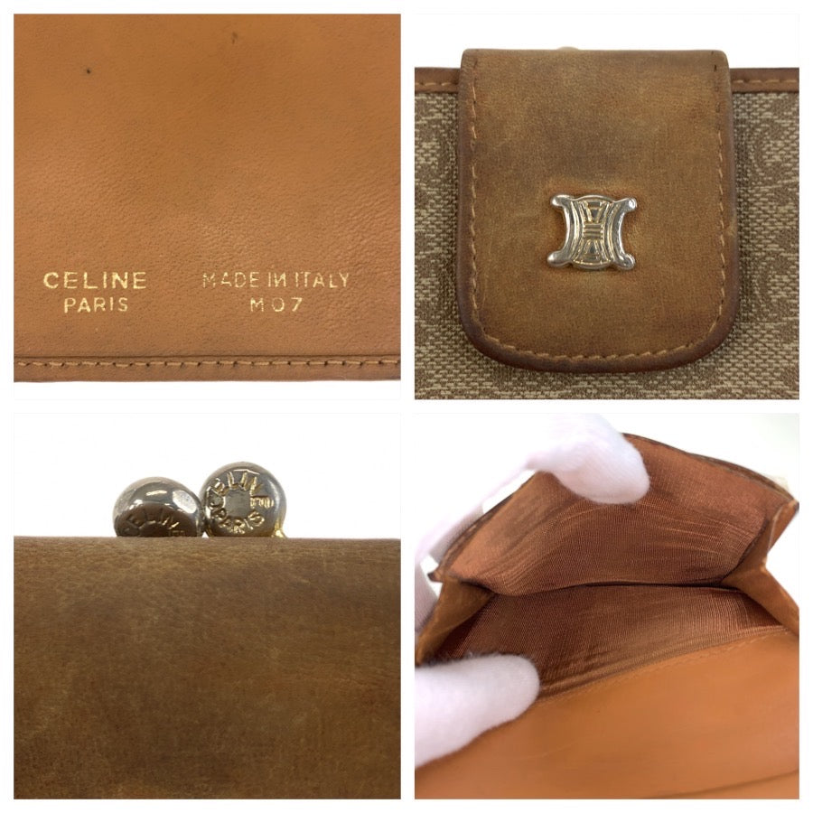 25594
CELINE セリーヌ ヴィンテージ マカダム ベージュ ブラウン PVC / レザー M07 折り財布 コンパクトウォレット レディース AB1