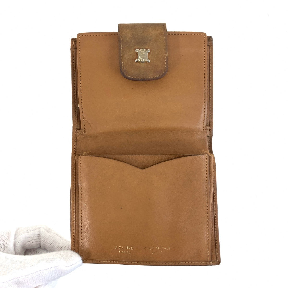 25594
CELINE セリーヌ ヴィンテージ マカダム ベージュ ブラウン PVC / レザー M07 折り財布 コンパクトウォレット レディース AB1