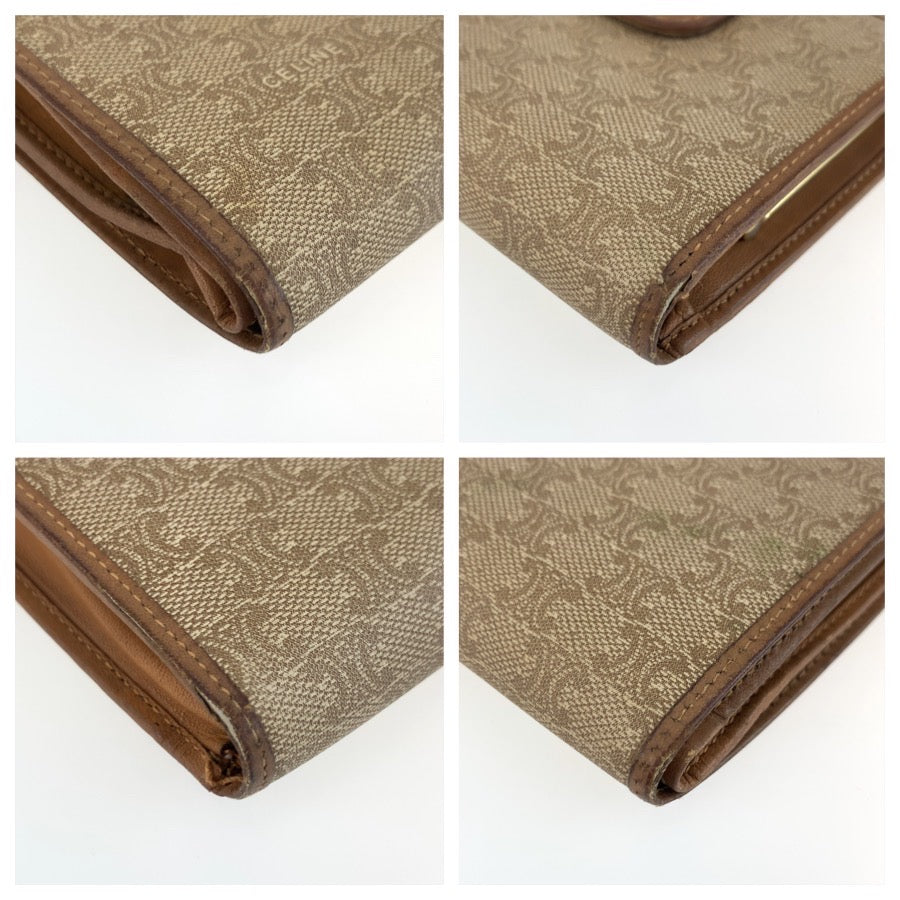 25594
CELINE セリーヌ ヴィンテージ マカダム ベージュ ブラウン PVC / レザー M07 折り財布 コンパクトウォレット レディース AB1