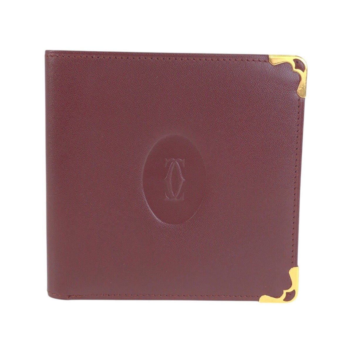 25596
CARTIER カルティエ マストライン ワインレッド ゴールド金具 レザー 札入れ コンパクトウォレット メンズ A10