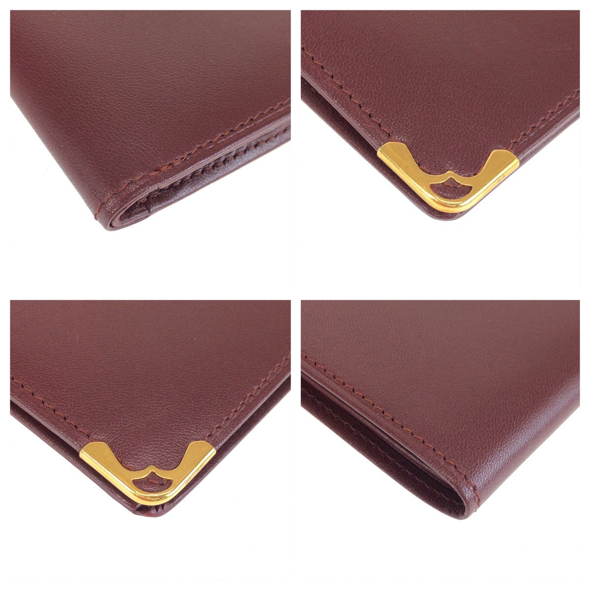 25596
CARTIER カルティエ マストライン ワインレッド ゴールド金具 レザー 札入れ コンパクトウォレット メンズ A10