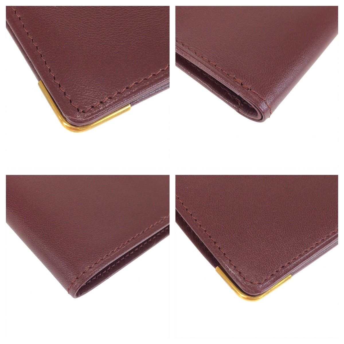 25596
CARTIER カルティエ マストライン ワインレッド ゴールド金具 レザー 札入れ コンパクトウォレット メンズ A10