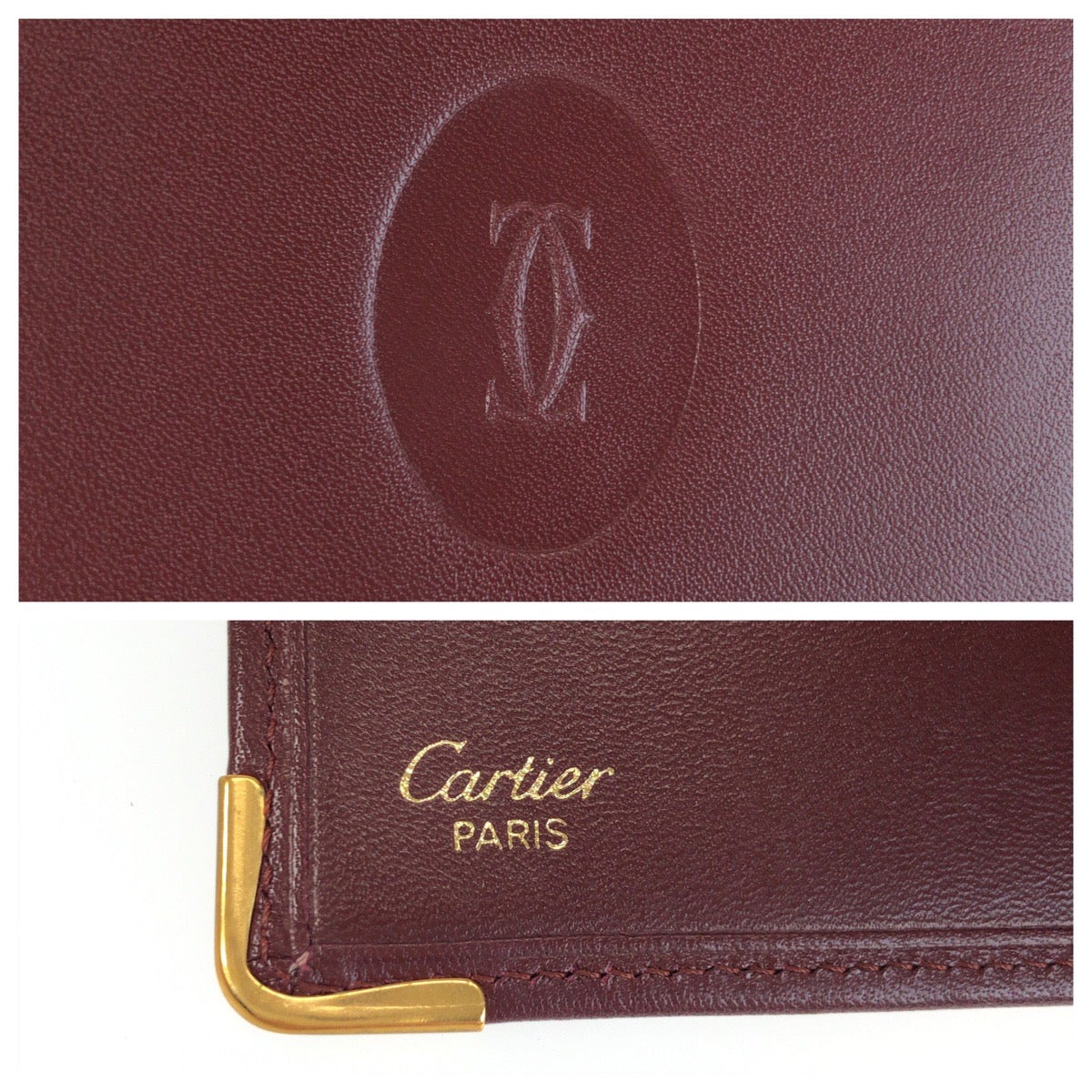 25596
CARTIER カルティエ マストライン ワインレッド ゴールド金具 レザー 札入れ コンパクトウォレット メンズ A10