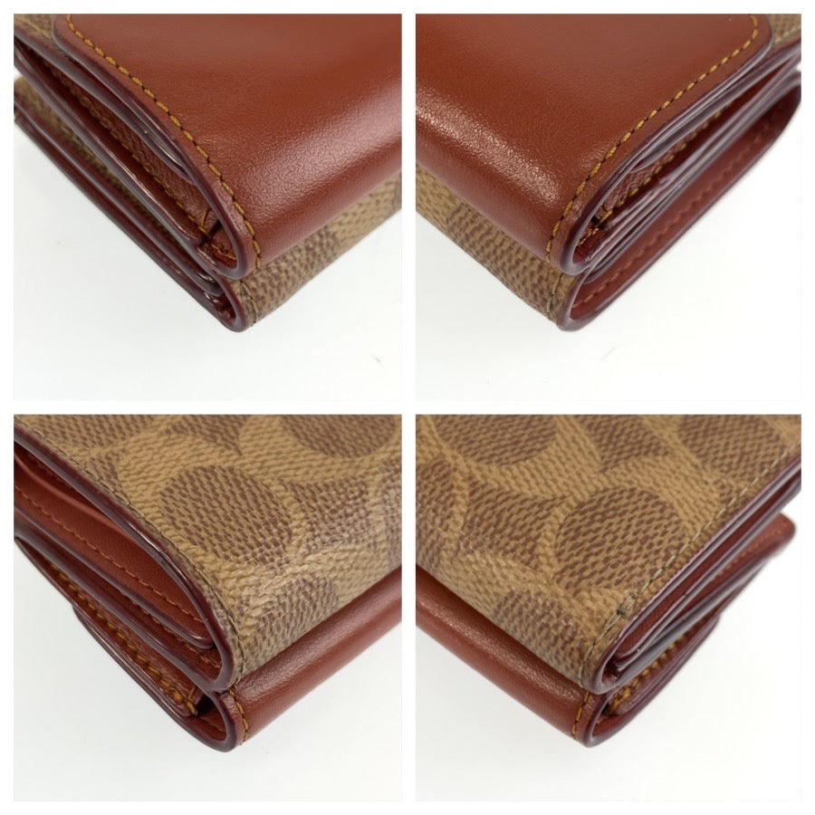 25597
COACH コーチ シグネチャー ミニ トライフォールド ブラウン ゴールド金具 PVC / レザー CM438 折り財布 コンパクトウォレット レディース ABP5