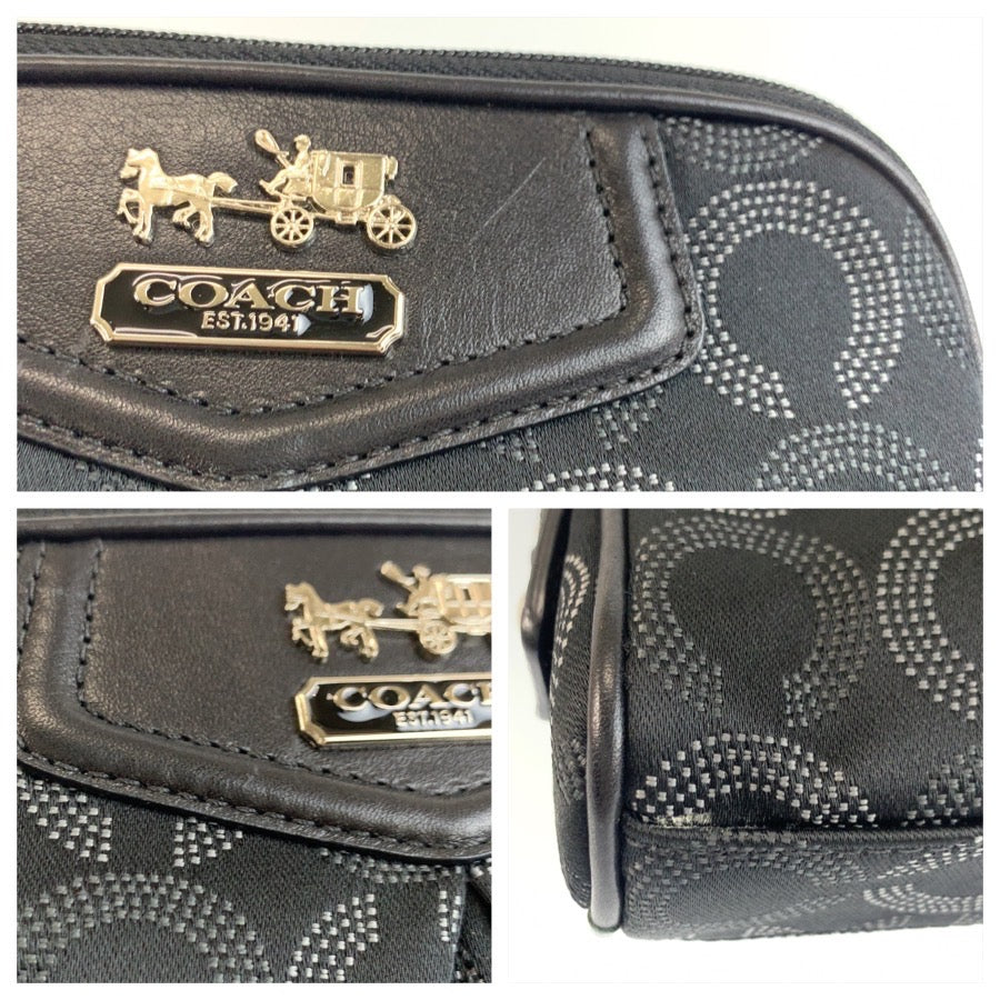 25598
COACH コーチ オプアート ブラック 黒 シルバー金具 ナイロン ポーチ メイクポーチ レディース A1