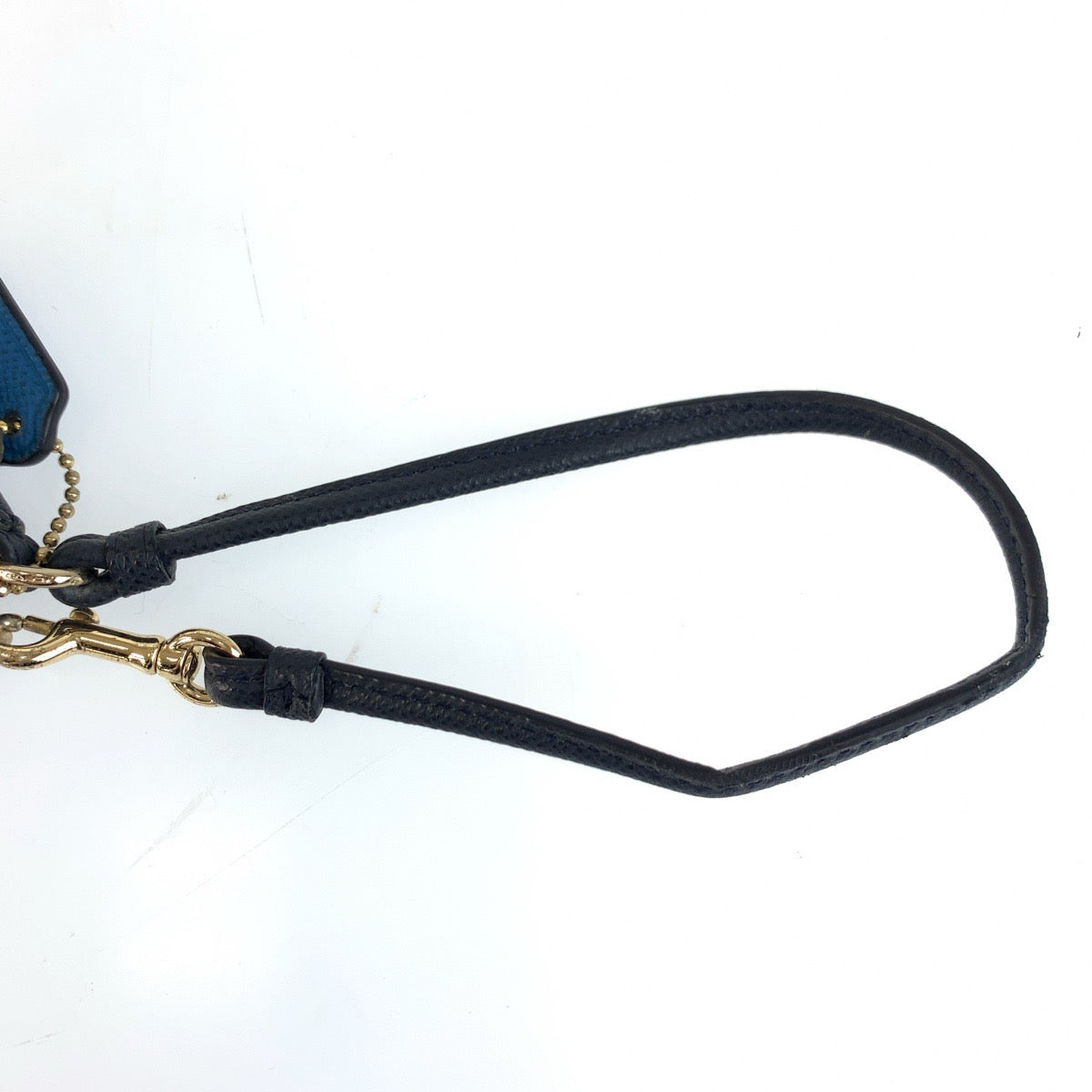 25599
COACH コーチ ブルー ネイビー ゴールド金具 レザー 65141 リストレットポーチ コインケース レディース ABP1