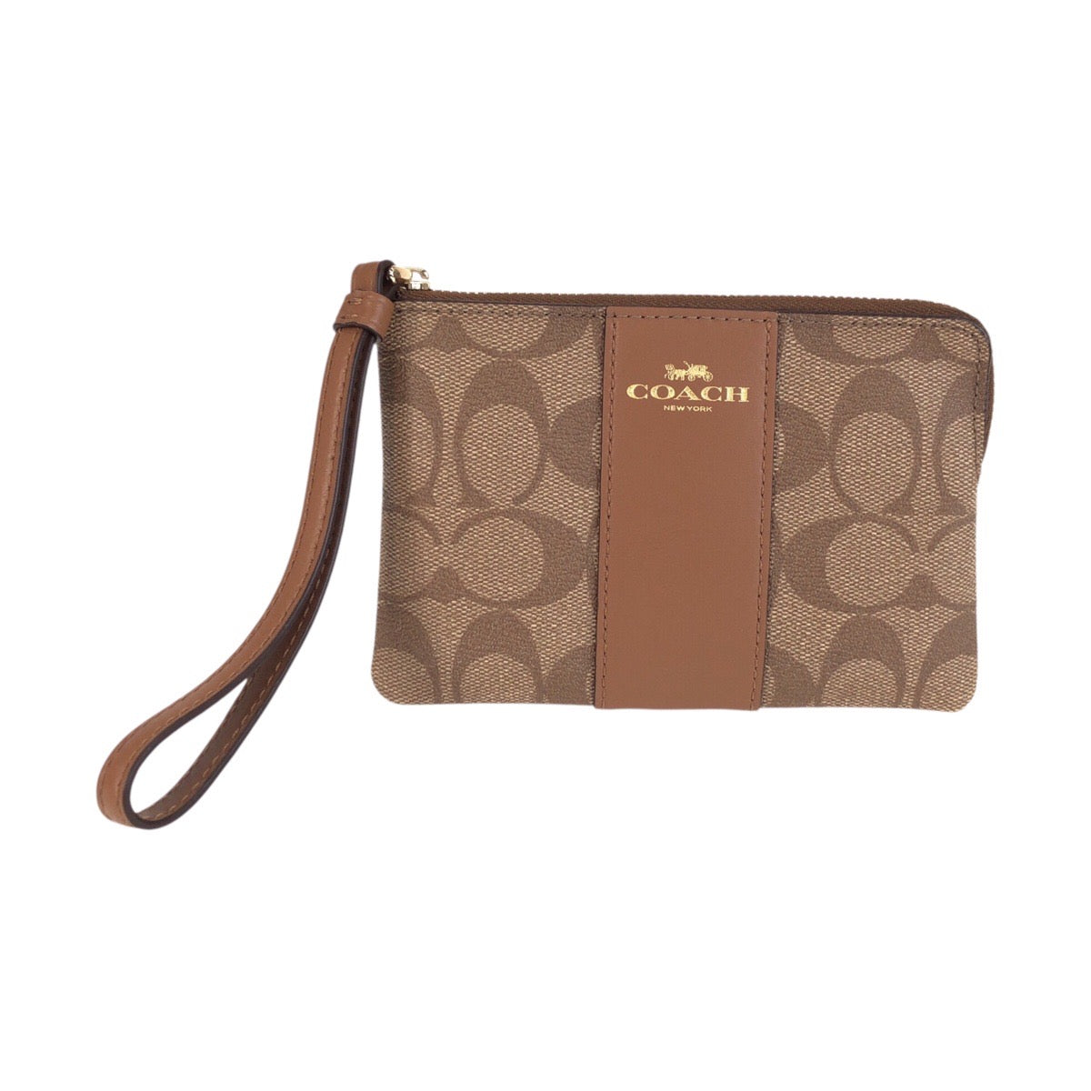 25600
COACH コーチ シグネチャー ブラウン ゴールド金具 PVC F58035 リストレットポーチ コインケース レディース A1