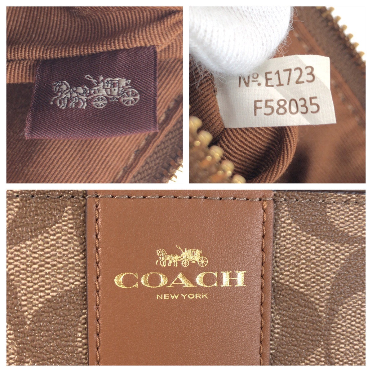 25600
COACH コーチ シグネチャー ブラウン ゴールド金具 PVC F58035 リストレットポーチ コインケース レディース A1