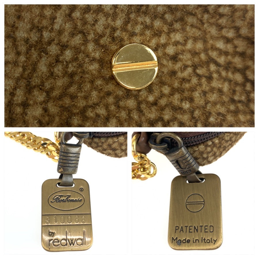 25606
BORBONESE ボルボネーゼ ブラウン ゴールド金具 スウェード コインケース 小銭入れ キーリング付き レディース ABP1