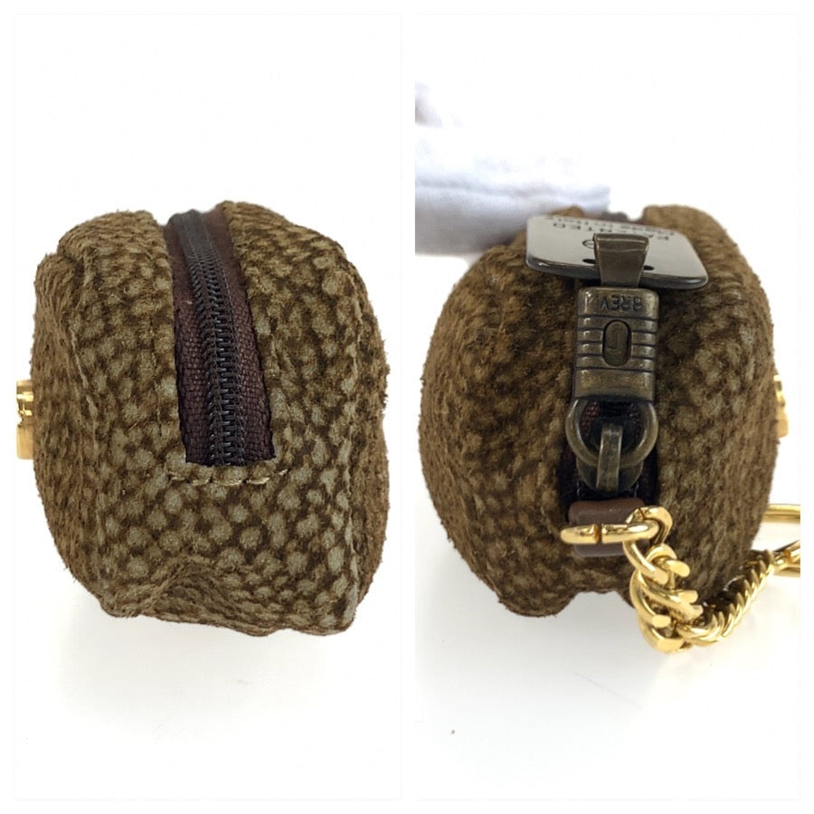 25606
BORBONESE ボルボネーゼ ブラウン ゴールド金具 スウェード コインケース 小銭入れ キーリング付き レディース ABP1
