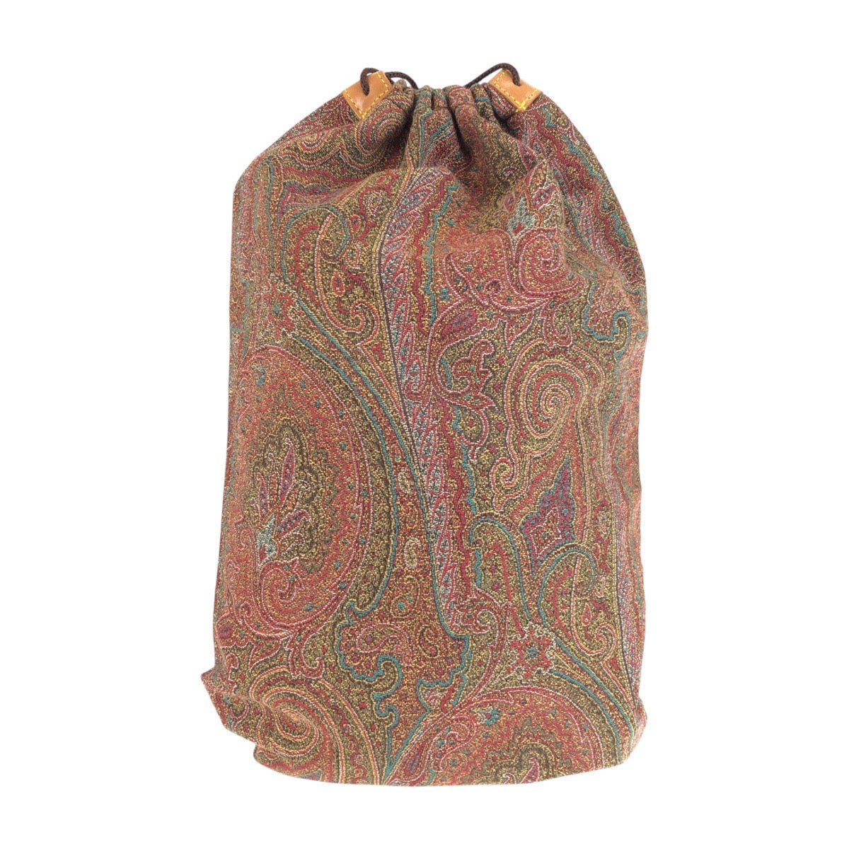 25610
ETRO エトロ ペイズリー柄 ブラウン マルチカラー キャンバス ポーチ 小物入れ 巾着 男女兼用 レディース A5