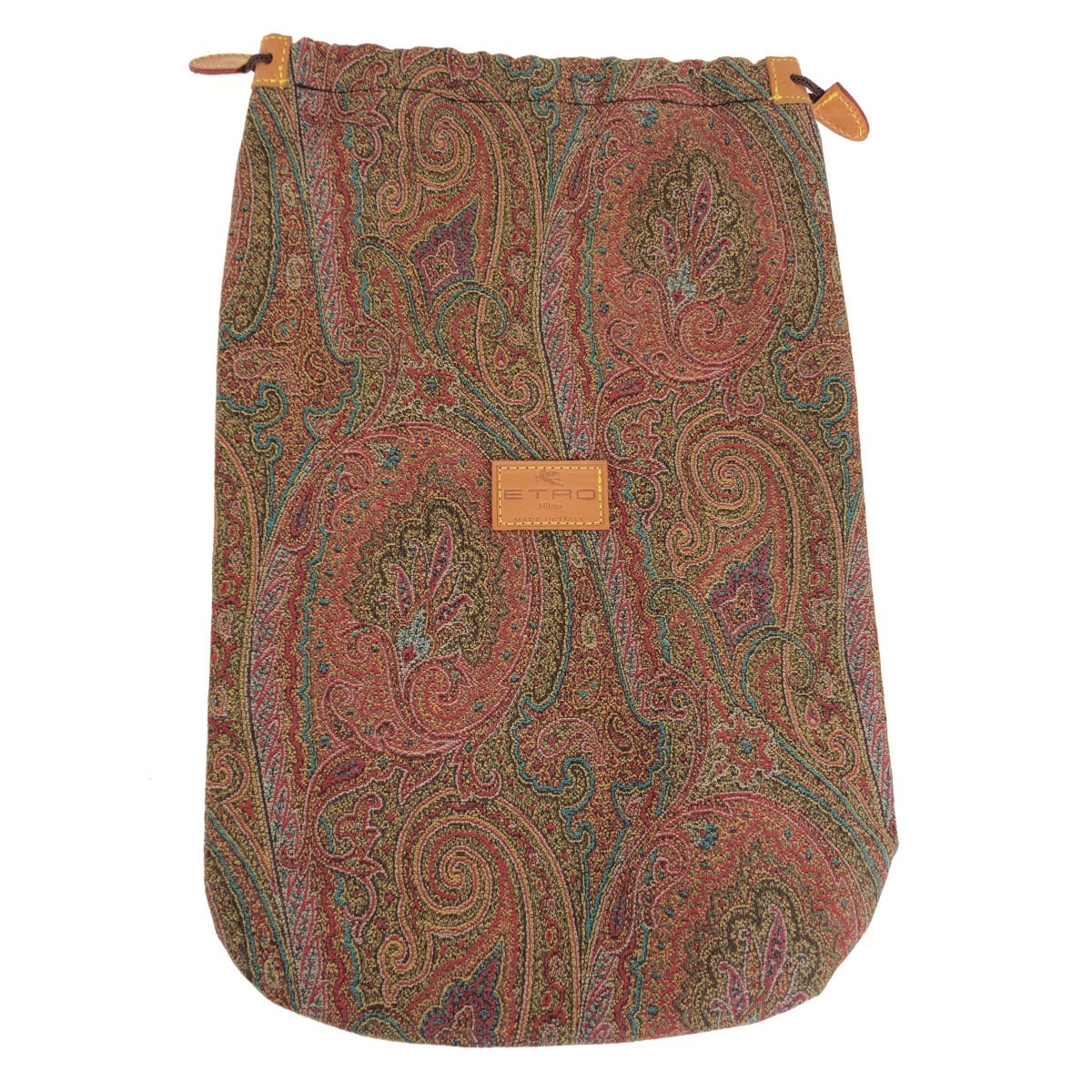 25610
ETRO エトロ ペイズリー柄 ブラウン マルチカラー キャンバス ポーチ 小物入れ 巾着 男女兼用 レディース A5