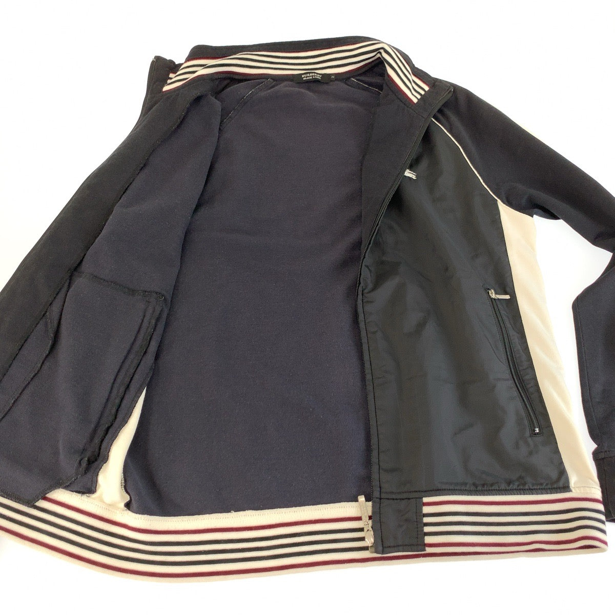 25625
BURBERRY BLACK LABEL バーバリーブラックレーベル サイズ2 ブラック ホワイト ポリエステル / コットン / ポリウレタン ジャージ トラックジャケット メンズ AB10