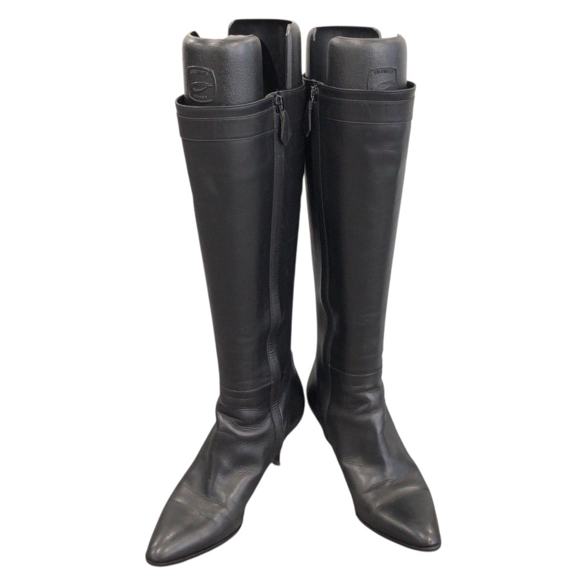 25626
HERMES エルメス サイズ35 1/2 ノワール ブラック シルバー金具 レザー ブーツ ロングブーツ S刻印 レディース ABP56