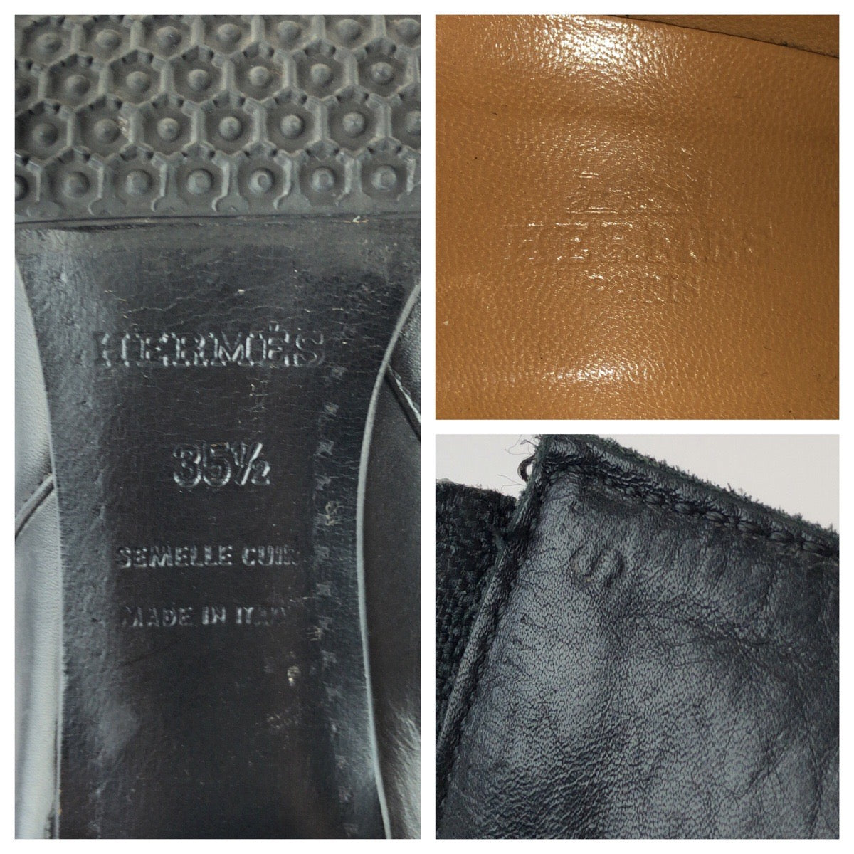 25626
HERMES エルメス サイズ35 1/2 ノワール ブラック シルバー金具 レザー ブーツ ロングブーツ S刻印 レディース ABP56