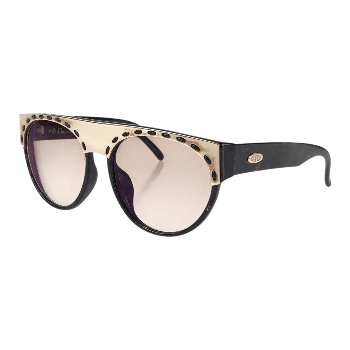25627
Christian Dior クリスチャンディオール ヴィンテージ ブラック ゴールド プラスチック 2437A 80 サングラス フレームのみ ティアドロップ レディース ABP16