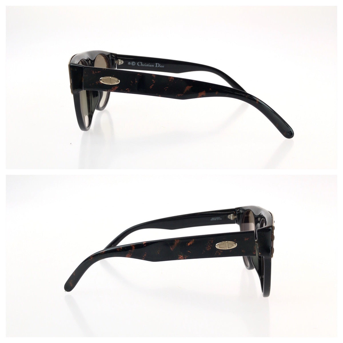 25627
Christian Dior クリスチャンディオール ヴィンテージ ブラック ゴールド プラスチック 2437A 80 サングラス フレームのみ ティアドロップ レディース ABP16