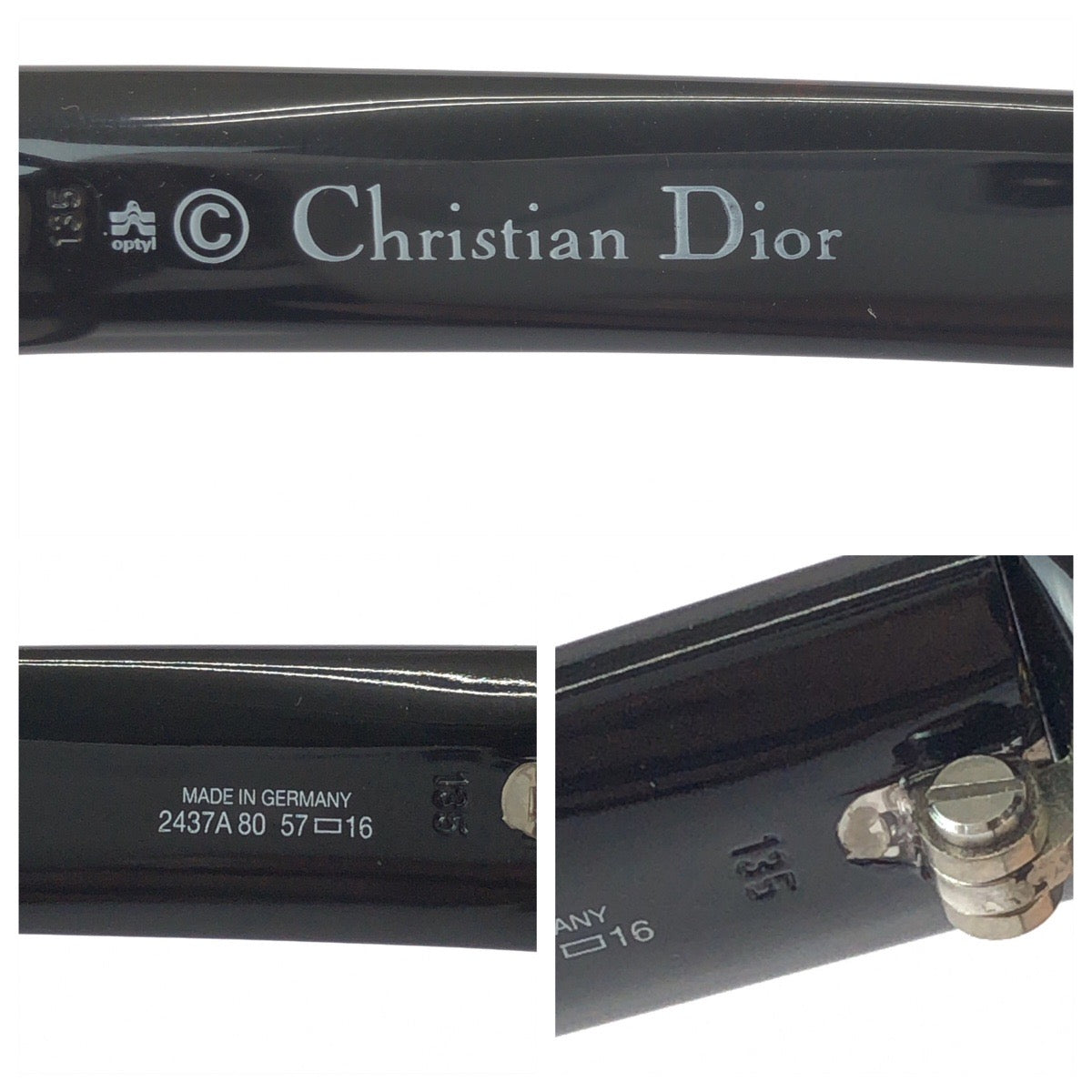 25627
Christian Dior クリスチャンディオール ヴィンテージ ブラック ゴールド プラスチック 2437A 80 サングラス フレームのみ ティアドロップ レディース ABP16
