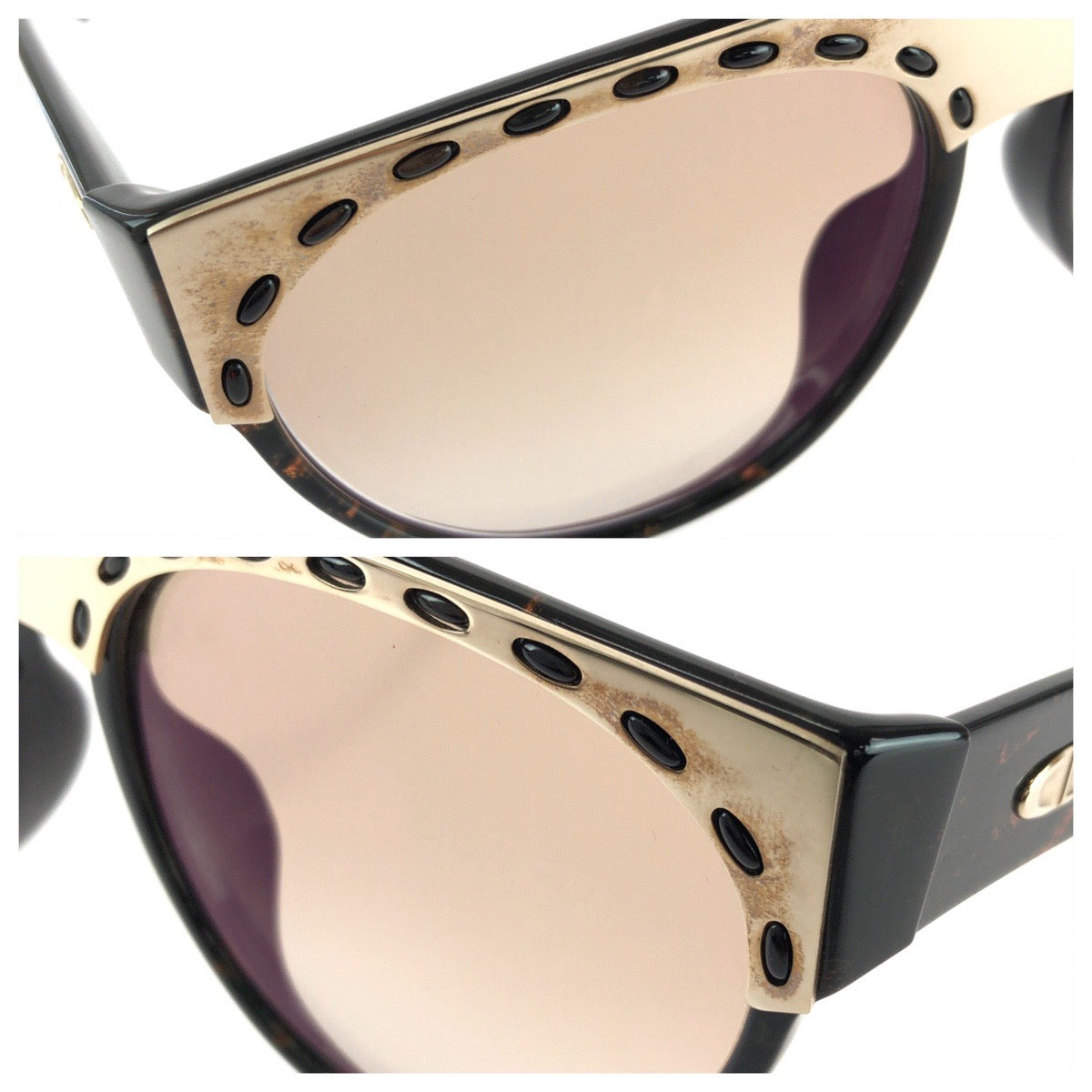 25627
Christian Dior クリスチャンディオール ヴィンテージ ブラック ゴールド プラスチック 2437A 80 サングラス フレームのみ ティアドロップ レディース ABP16