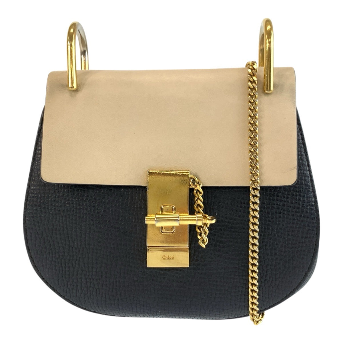 25629
Chloe クロエ ドリュー ブラック ベージュ ゴールド金具 レザー チェーンショルダーバッグ ポシェット レディース AB30