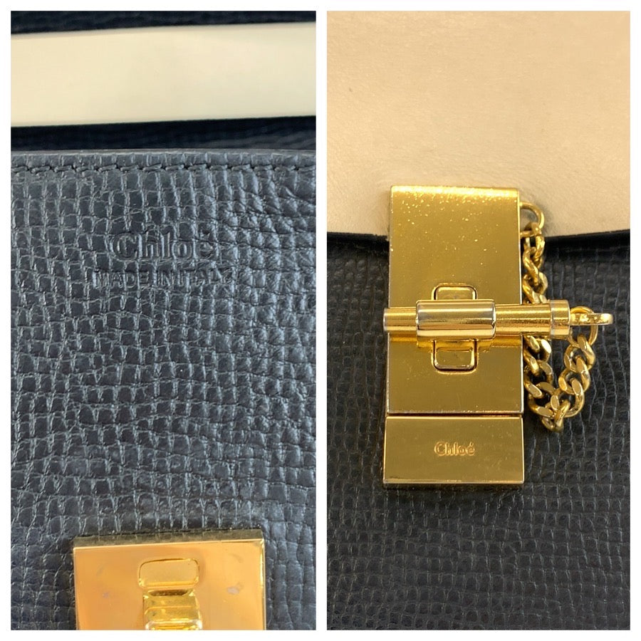 25629
Chloe クロエ ドリュー ブラック ベージュ ゴールド金具 レザー チェーンショルダーバッグ ポシェット レディース AB30