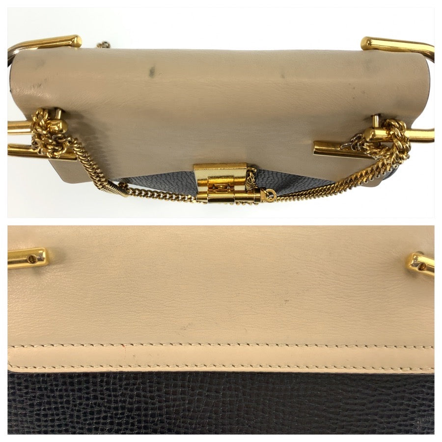 25629
Chloe クロエ ドリュー ブラック ベージュ ゴールド金具 レザー チェーンショルダーバッグ ポシェット レディース AB30