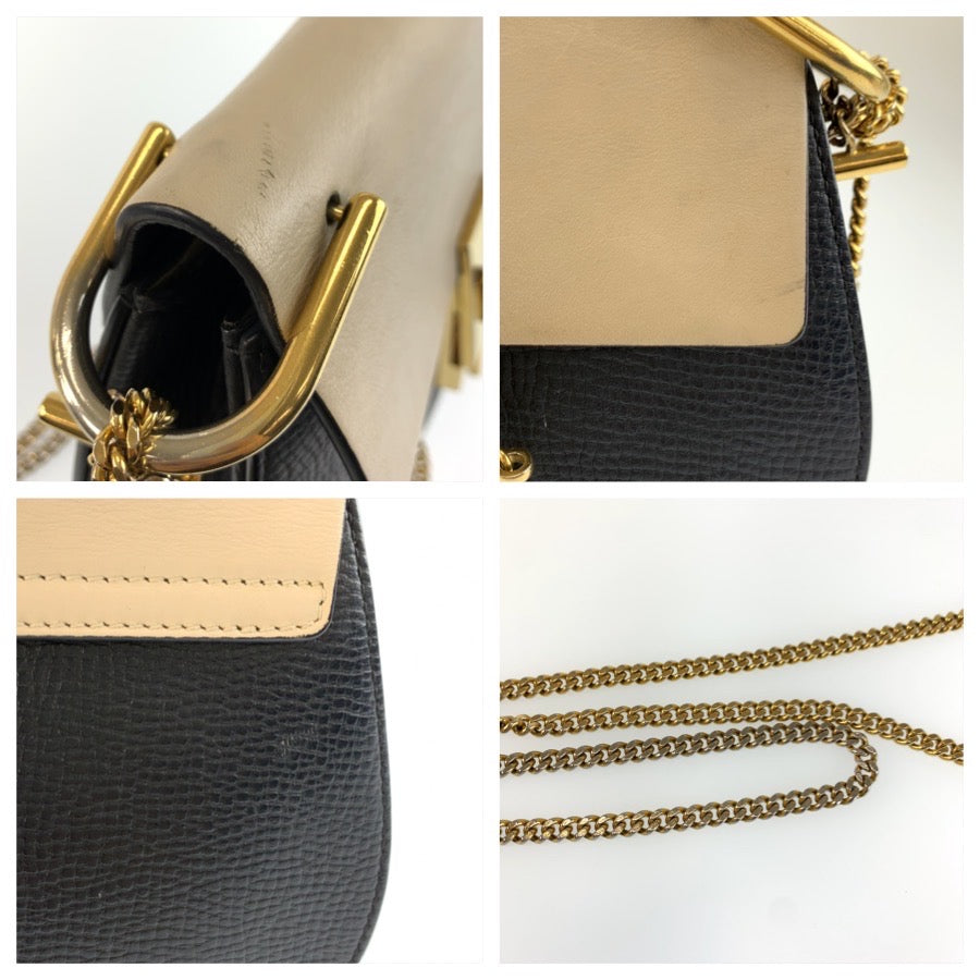 25629
Chloe クロエ ドリュー ブラック ベージュ ゴールド金具 レザー チェーンショルダーバッグ ポシェット レディース AB30