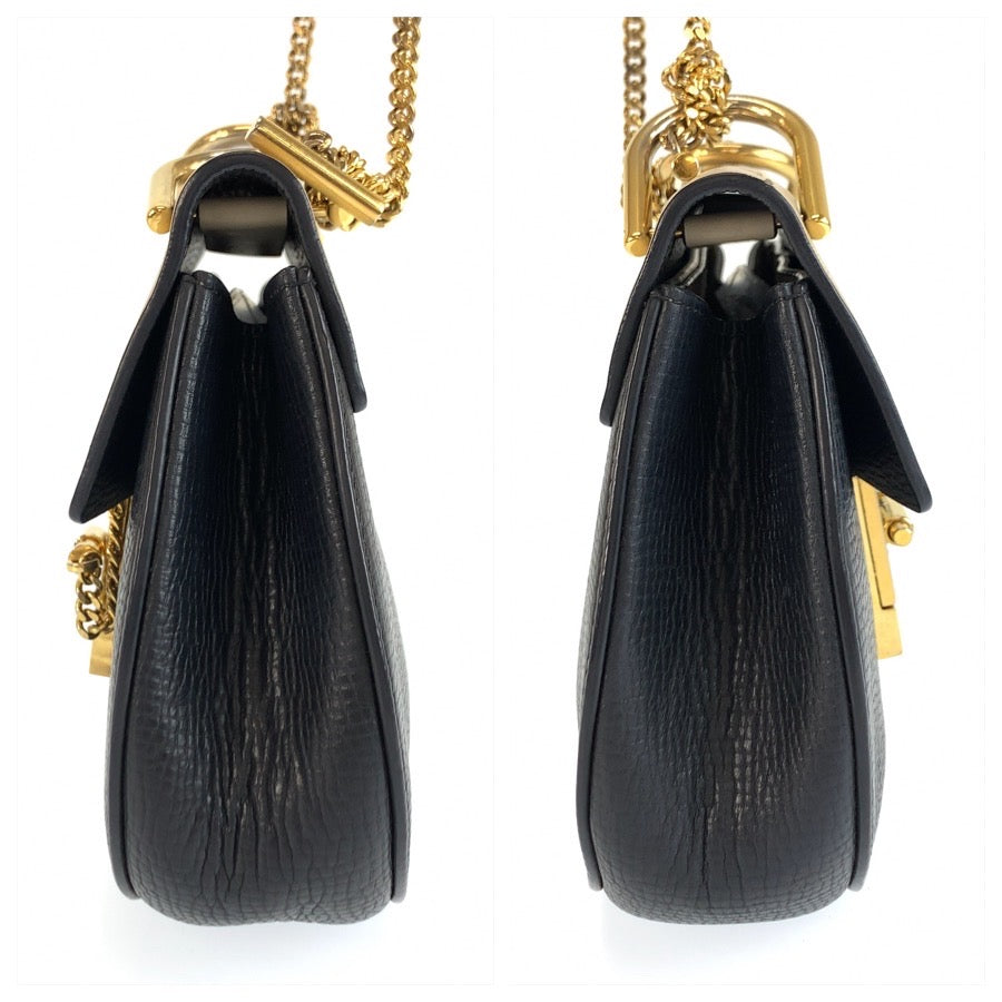 25629
Chloe クロエ ドリュー ブラック ベージュ ゴールド金具 レザー チェーンショルダーバッグ ポシェット レディース AB30