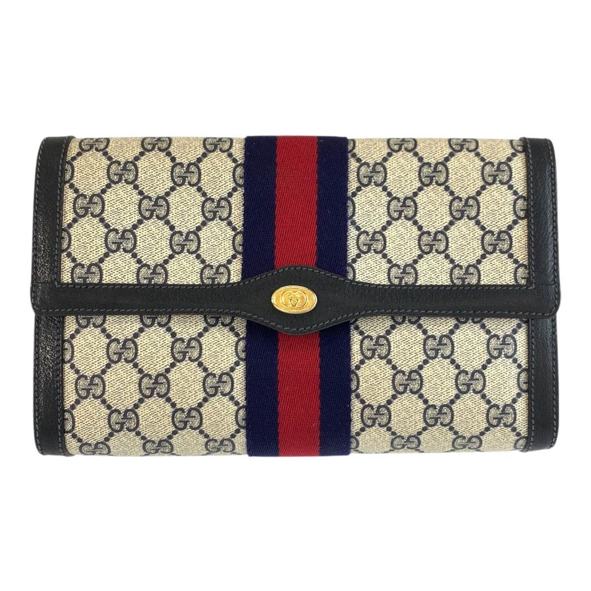 25631
GUCCI グッチ ヴィンテージ シェリーライン グレー ネイビー GGスプリームキャンバス / レザー 41 014 3087 25 クラッチバッグ セカンドバッグ 男女兼用 レディース AB24