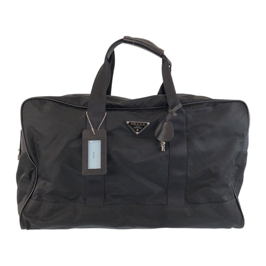 25633
PRADA プラダ テスート 三角ロゴプレート ブラック 黒 シルバー金具 ナイロン / レザー ボストンバッグ 旅行バッグ 男女兼用 レディース ABP58