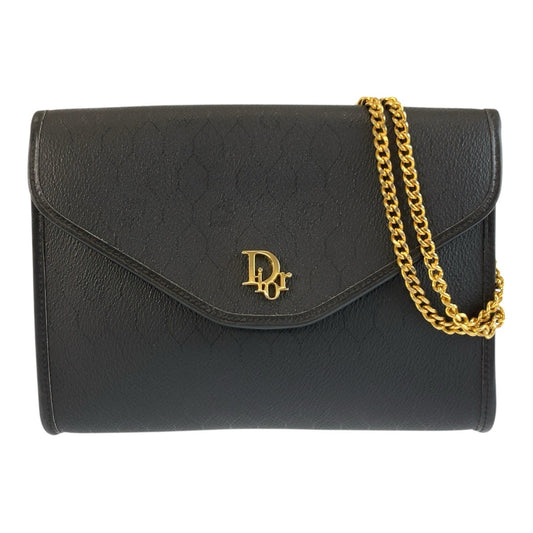 25634
Christian Dior クリスチャンディオール ヴィンテージ ハニカム柄 ブラック 黒 ゴールド金具 PVC チェーンショルダーバッグ レディース AB
