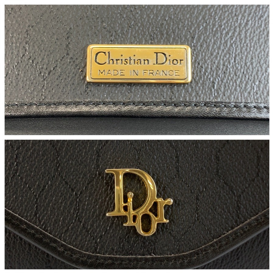 25634
Christian Dior クリスチャンディオール ヴィンテージ ハニカム柄 ブラック 黒 ゴールド金具 PVC チェーンショルダーバッグ レディース AB