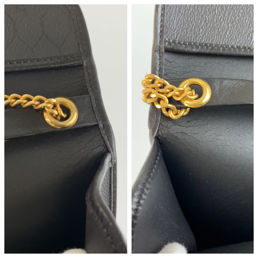 25634
Christian Dior クリスチャンディオール ヴィンテージ ハニカム柄 ブラック 黒 ゴールド金具 PVC チェーンショルダーバッグ レディース AB