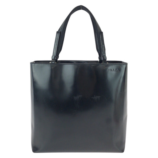 25639
PRADA プラダ ブラック 黒 シルバー金具 パテントレザー トートバッグ ハンドバッグ レディース ABP42