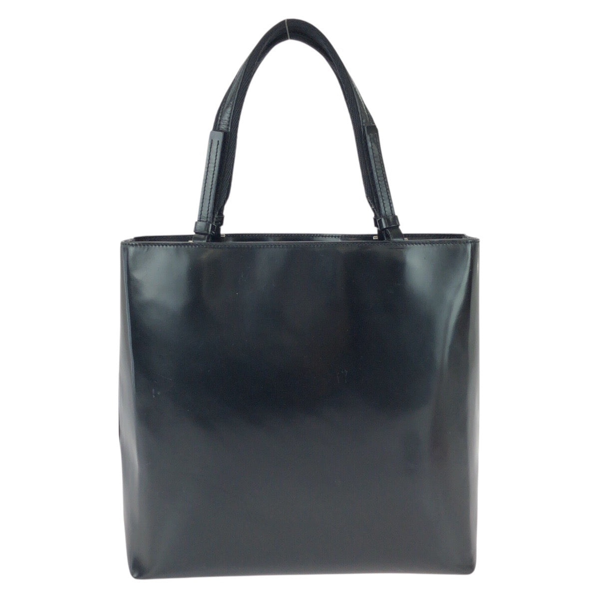 25639
PRADA プラダ ブラック 黒 シルバー金具 パテントレザー トートバッグ ハンドバッグ レディース ABP42